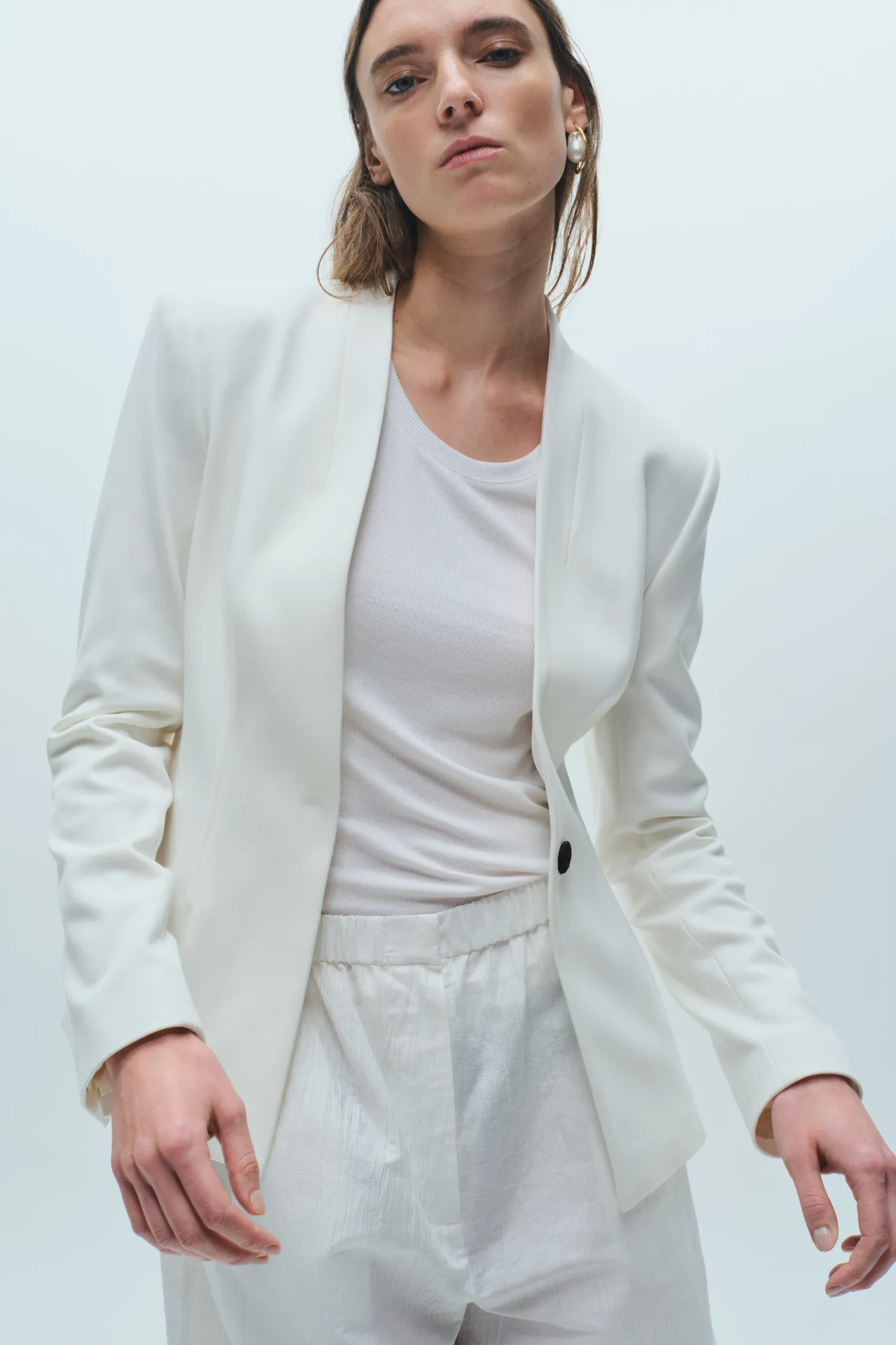 Aria Tailored Blazer, White sold by Saint Art
