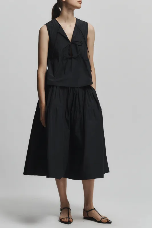 Nina Tie Front Top, Black made by Saint Art