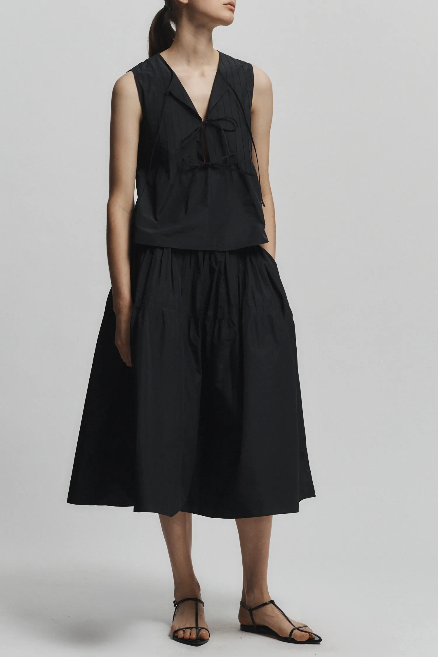 Nina Tie Front Top, Black sold by Saint Art