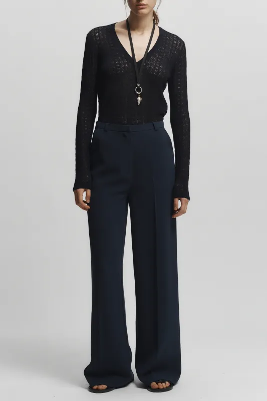 Rhodes Wideleg Pant, Navy Crepe made by Saint Art