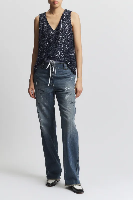 Kinley Beaded Top, Navy made by Saint Art