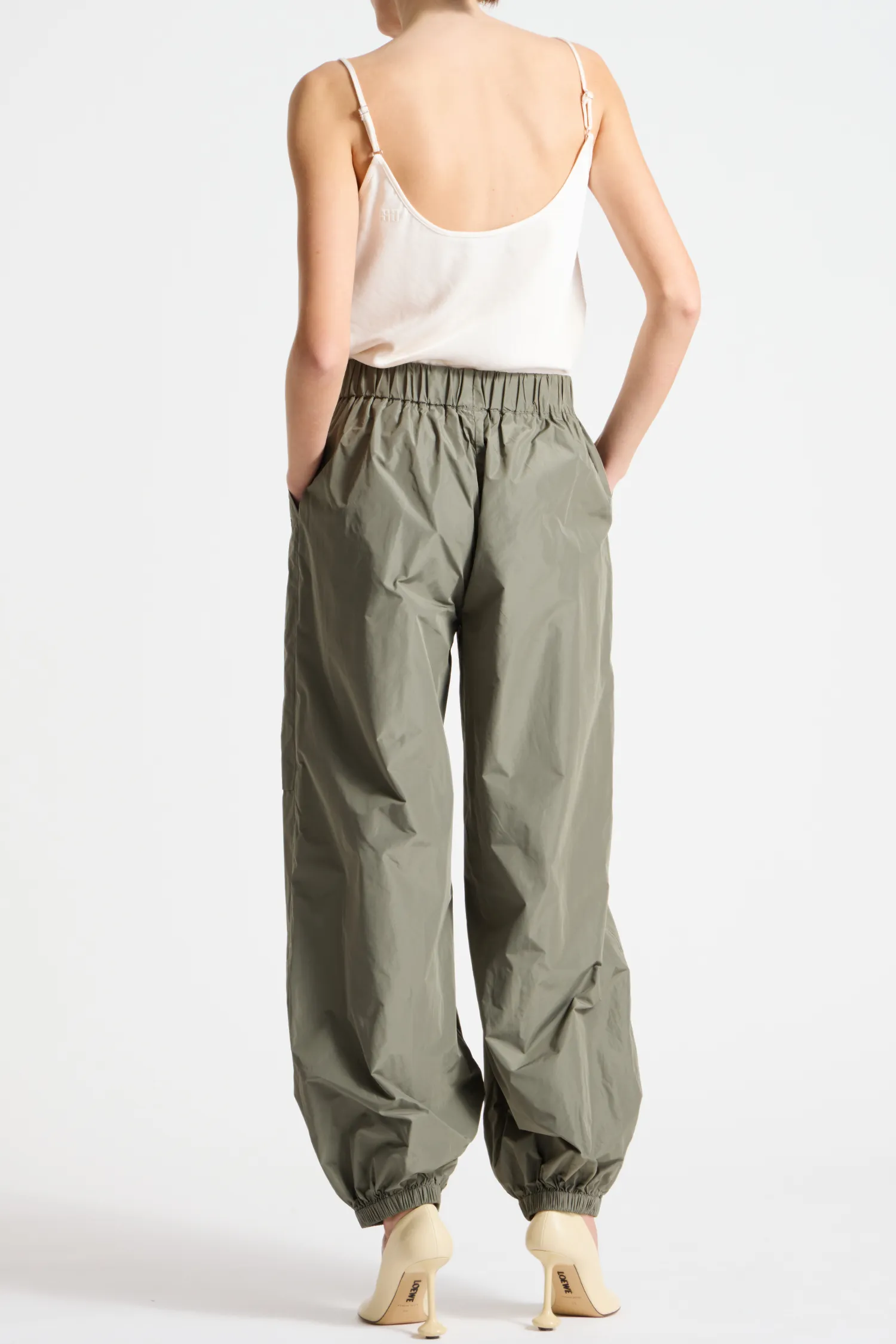 Clyde Oversized Taffeta Pant, Dusty Olive sold by Saint Art product image thumbnail 3