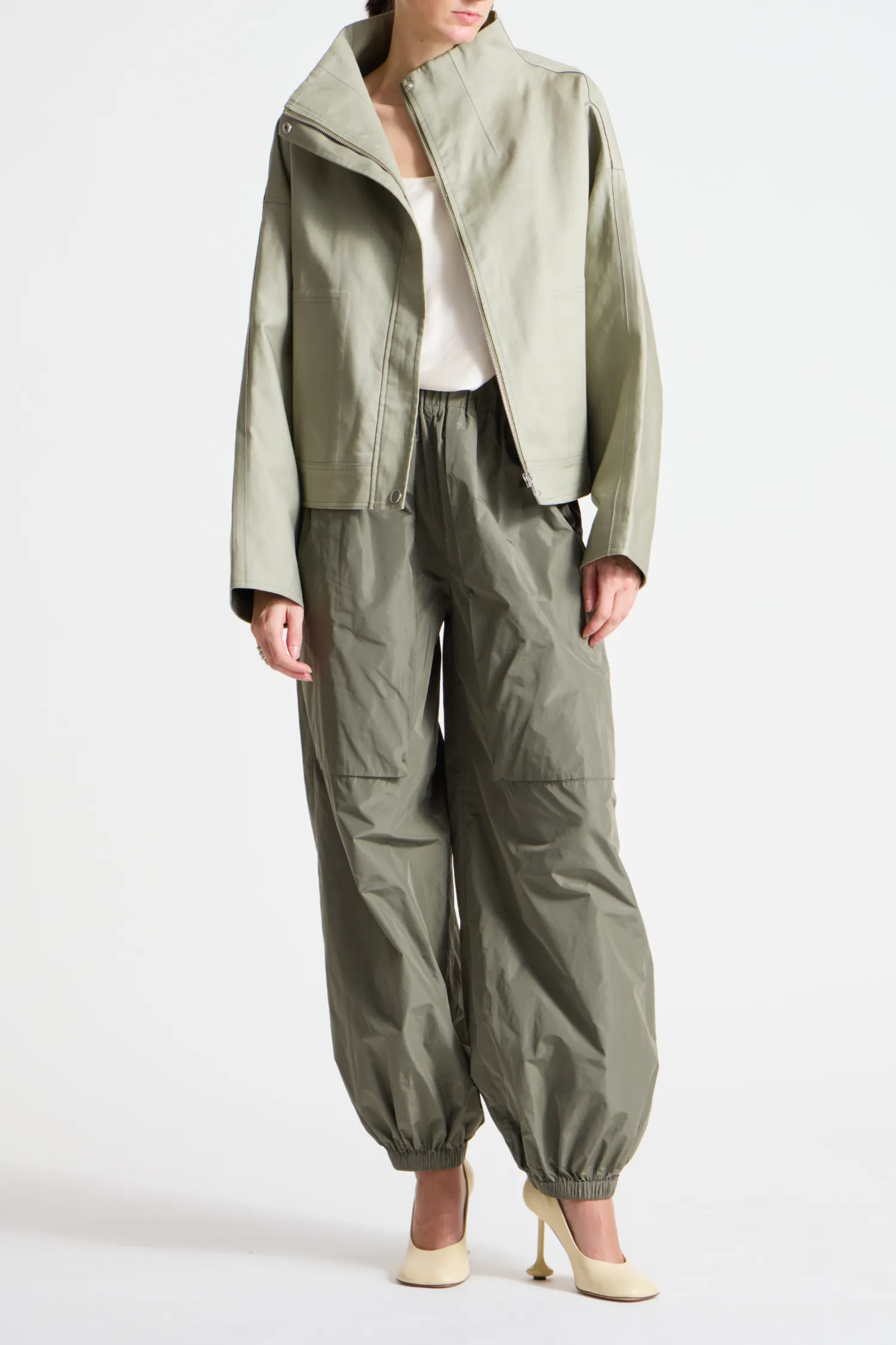 Clyde Oversized Taffeta Pant, Dusty Olive sold by Saint Art product image thumbnail 2
