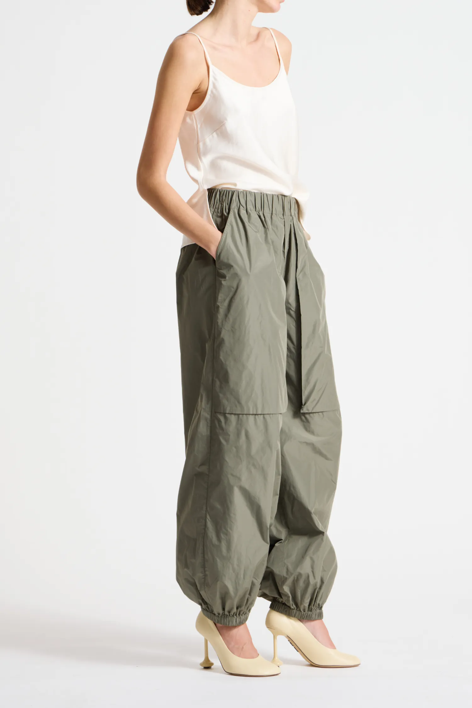 Clyde Oversized Taffeta Pant, Dusty Olive sold by Saint Art product image thumbnail 4