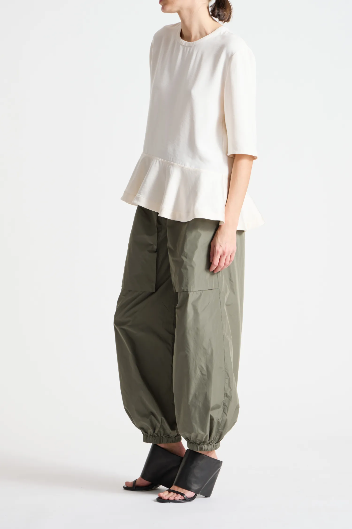 Clyde Oversized Taffeta Pant, Dusty Olive sold by Saint Art product image thumbnail 5