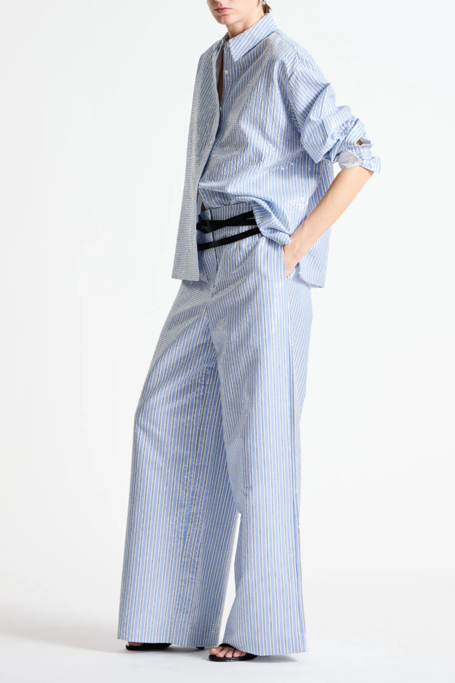 Vincent Sequin Pinstripe Pant sold by Saint Art