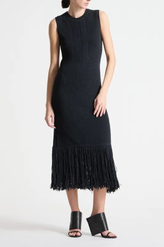 Jovie Fringe Knit Dress made by Saint Art