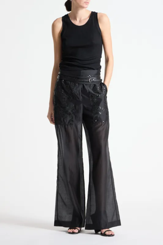 Hewes Floral Sequin Pant made by Saint Art