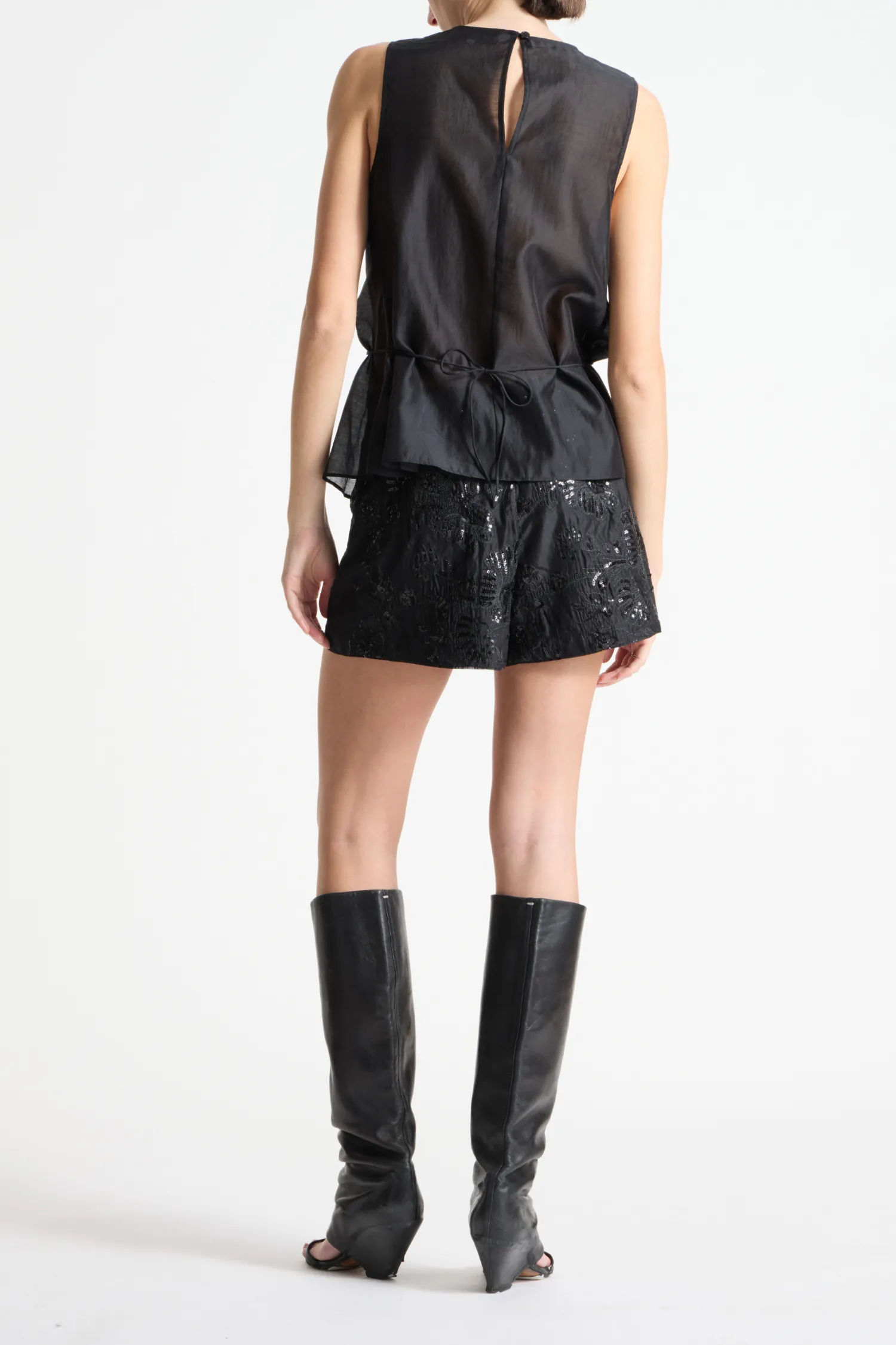 Walton Floral Sequin Short, Black sold by Saint Art product image thumbnail 5