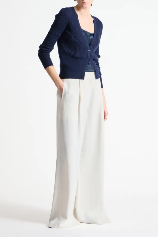 Braylon Rib Cardigan Sweater, Navy made by Saint Art