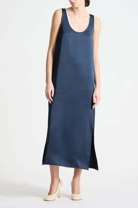 James Charmeuse Maxi Dress, Navy made by Saint Art