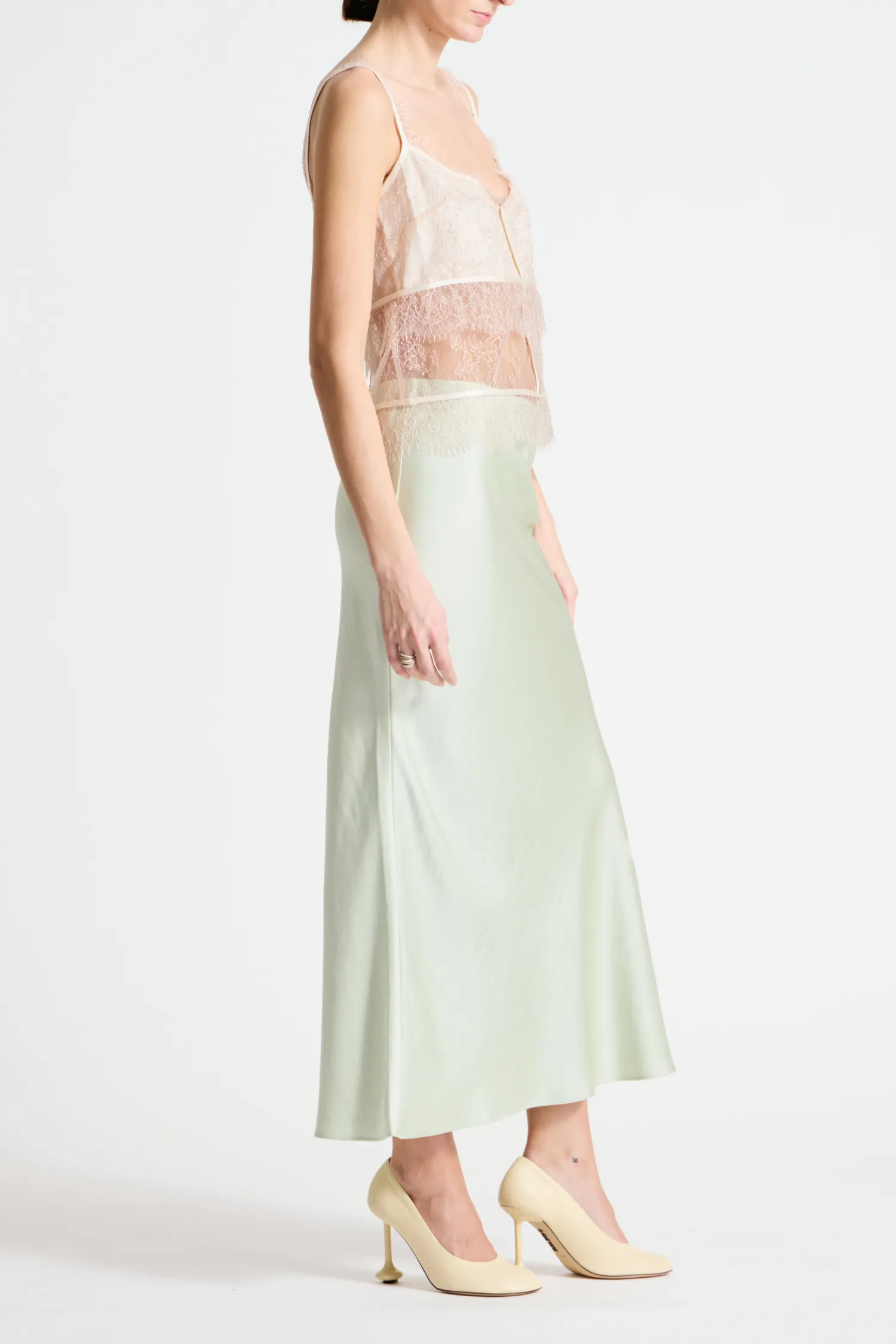 Talia Charmeuse Maxi Skirt, Jade sold by Saint Art product image thumbnail 2