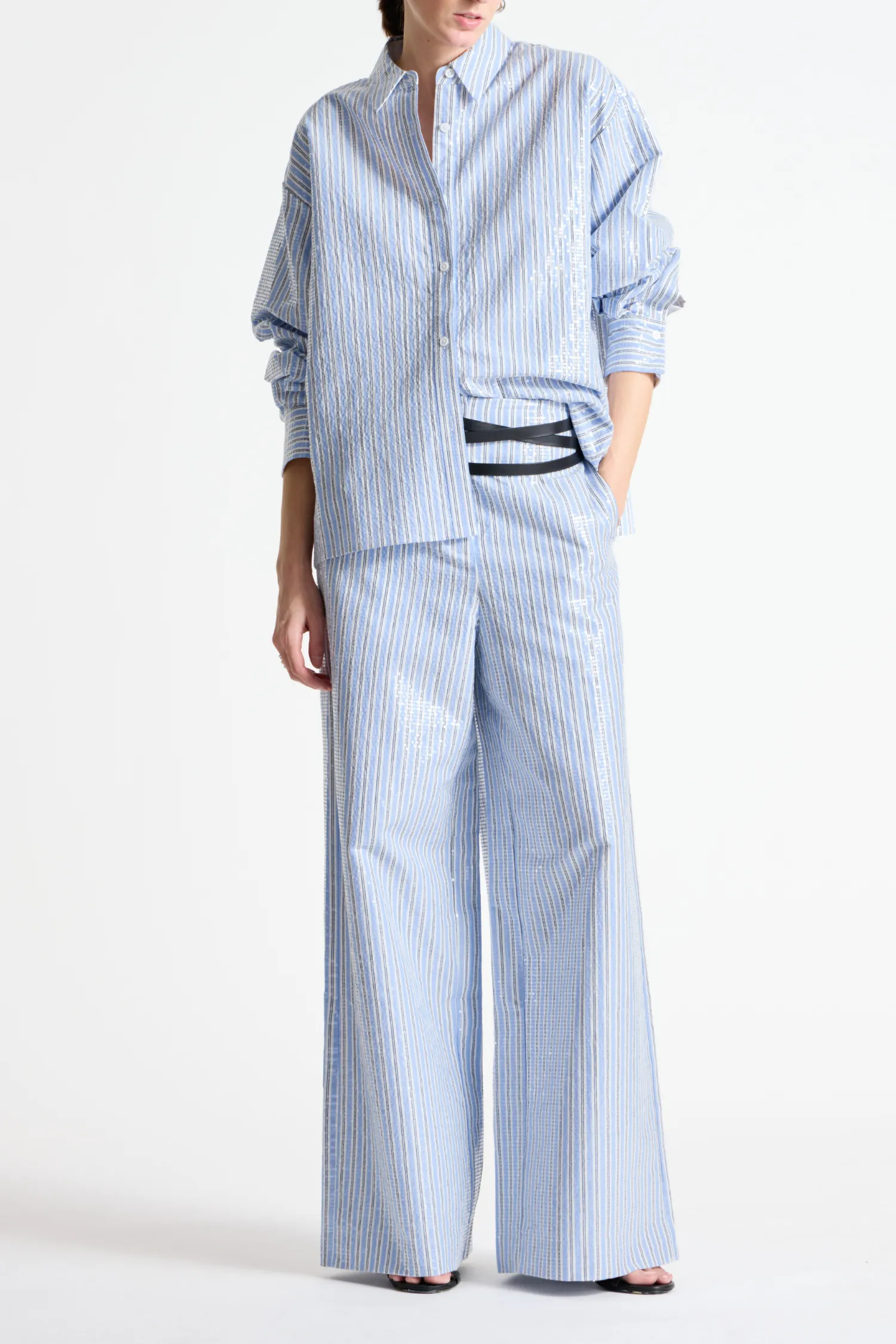 Bradley Sequin Pinstripe Blouse, Blue Stripe sold by Saint Art product image thumbnail 2
