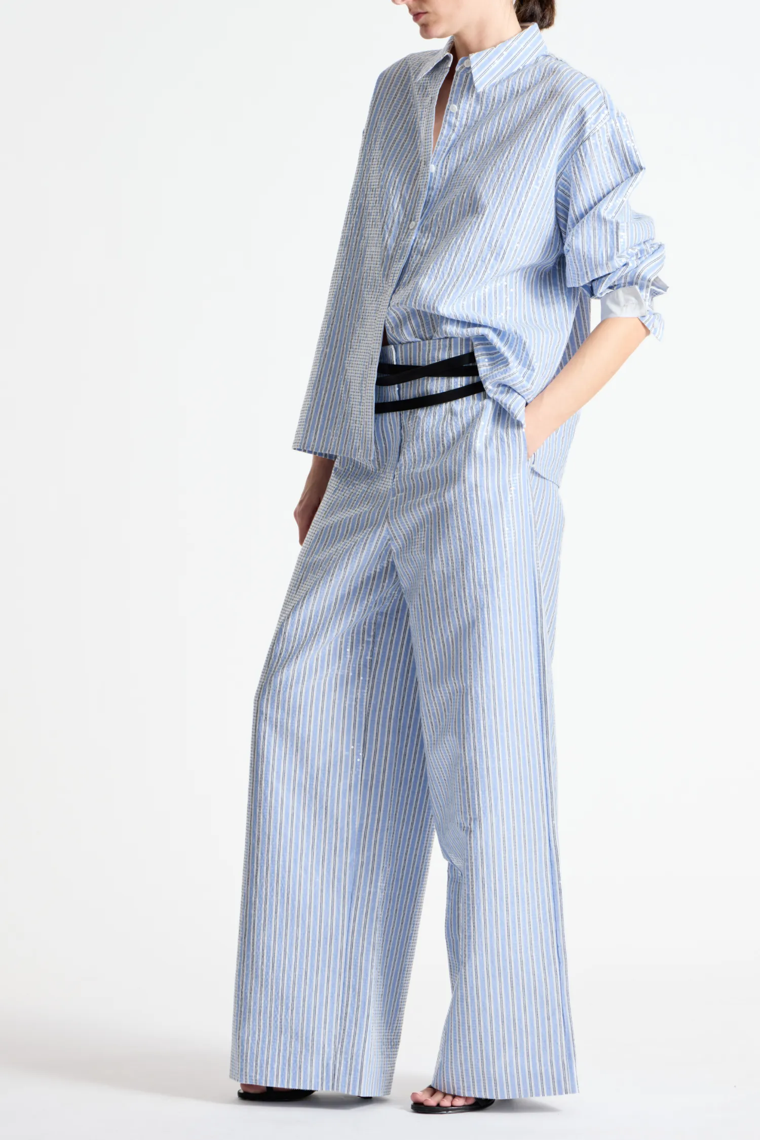Bradley Sequin Pinstripe Blouse, Blue Stripe sold by Saint Art product image thumbnail 3