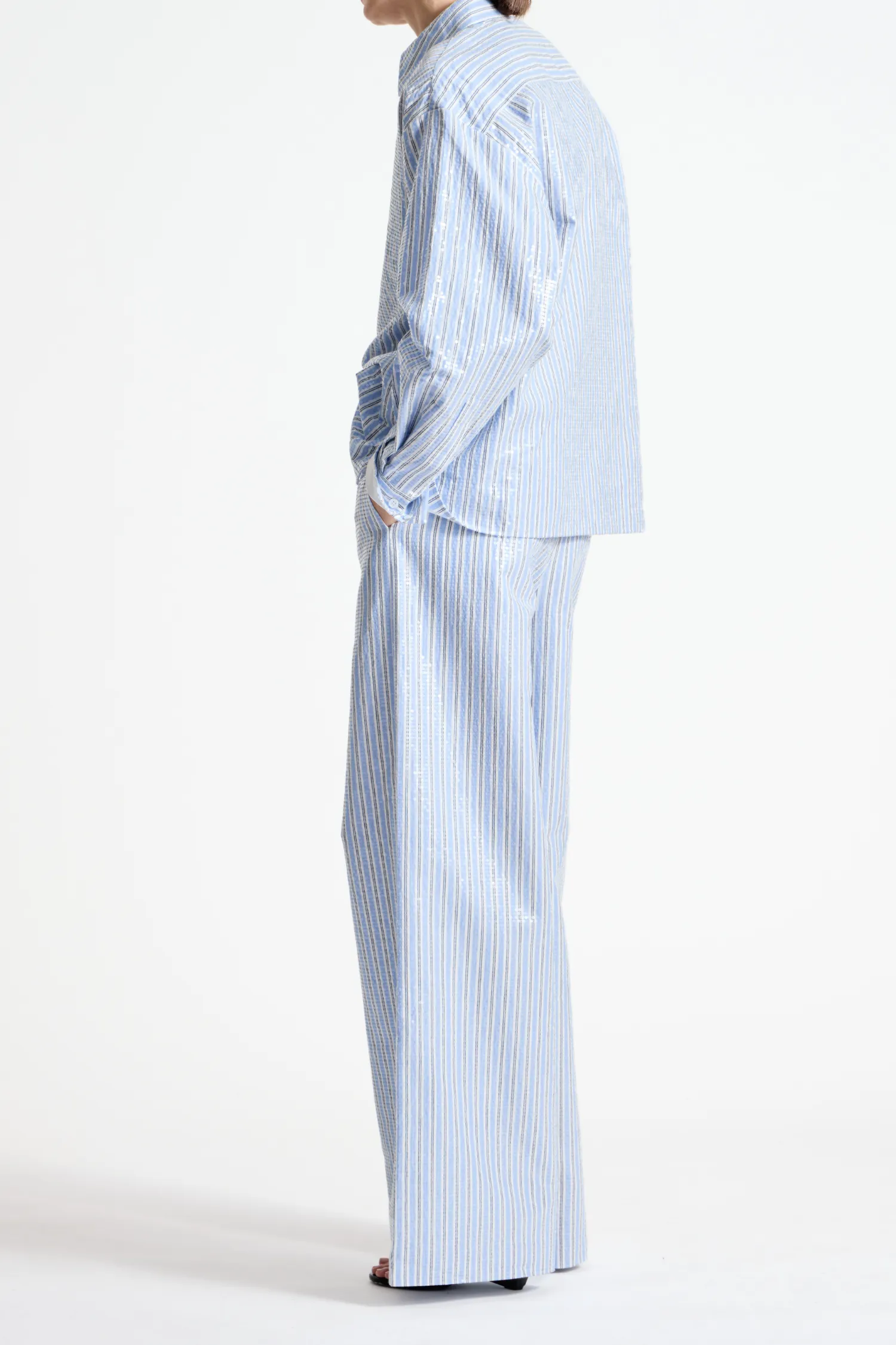 Bradley Sequin Pinstripe Blouse, Blue Stripe sold by Saint Art product image thumbnail 4