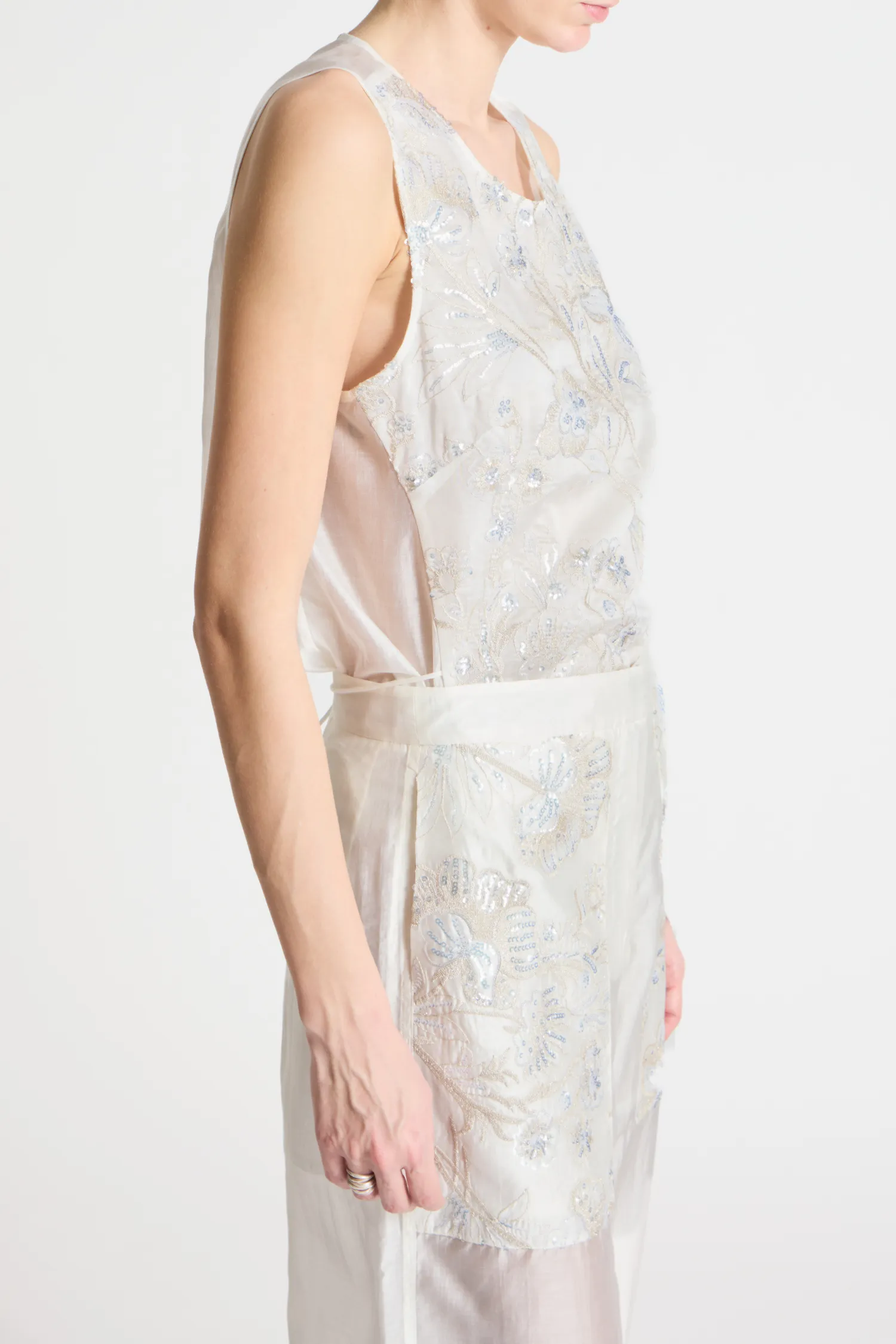 Hewes Floral Sequin Pant, Ivory sold by Saint Art product image thumbnail 5