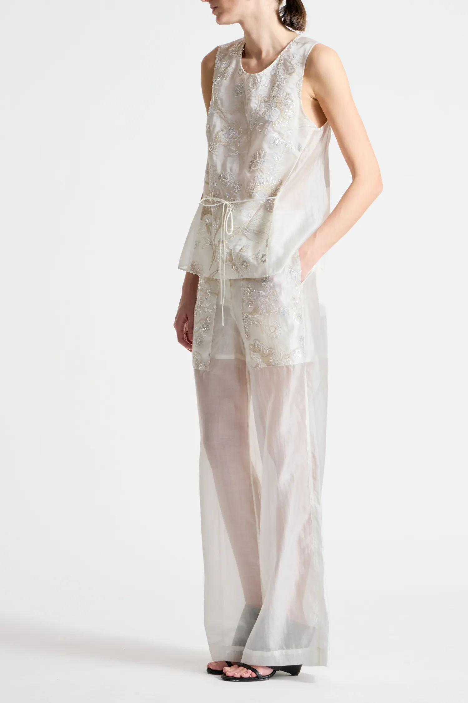 Hewes Floral Sequin Pant, Ivory sold by Saint Art product image thumbnail 3