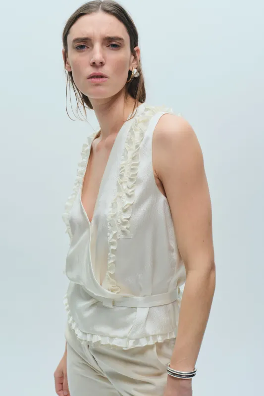 Ryan Silk Wrap Top made by Saint Art