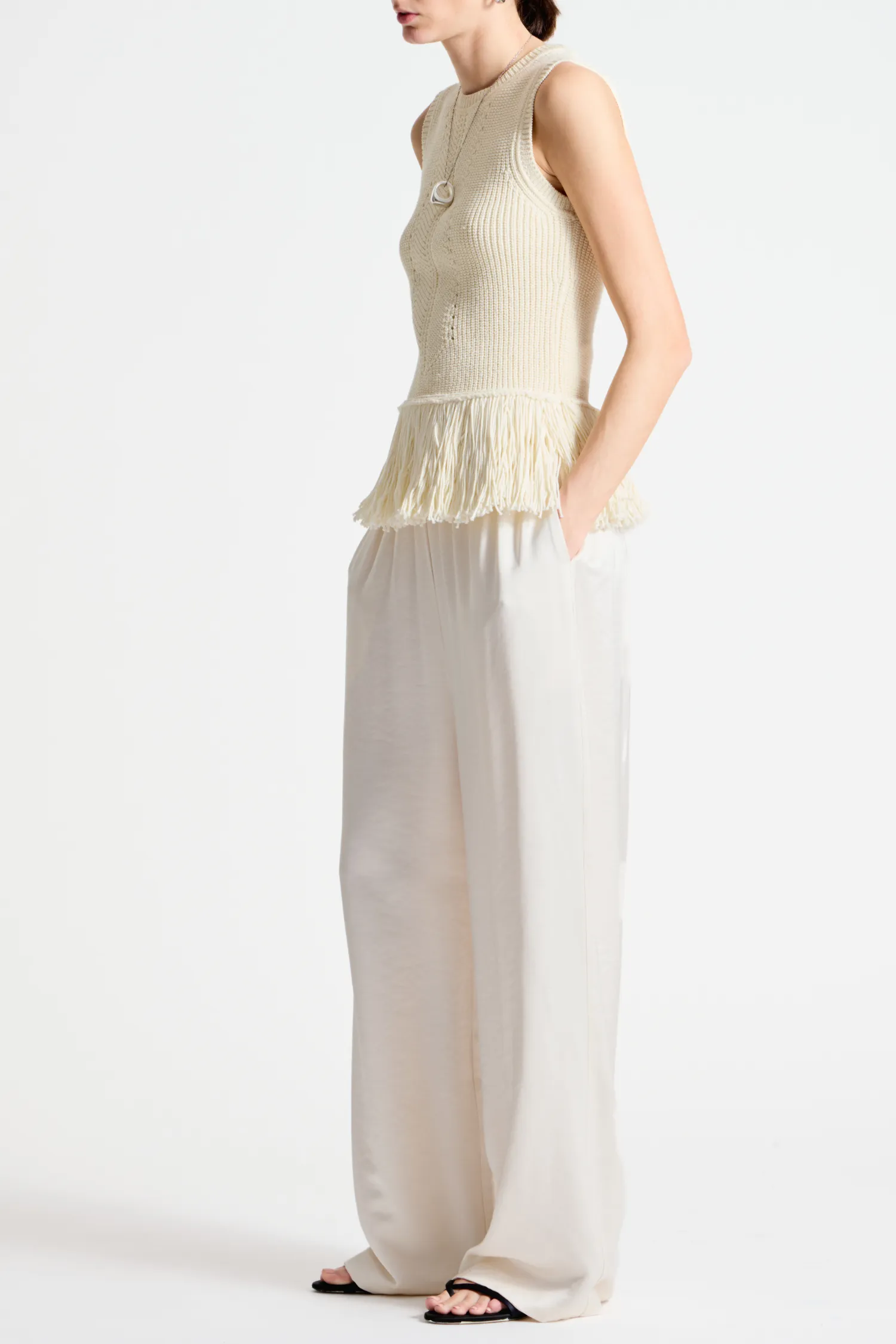 Collins Fringe Knit Blouse, Ivory sold by Saint Art product image thumbnail 2