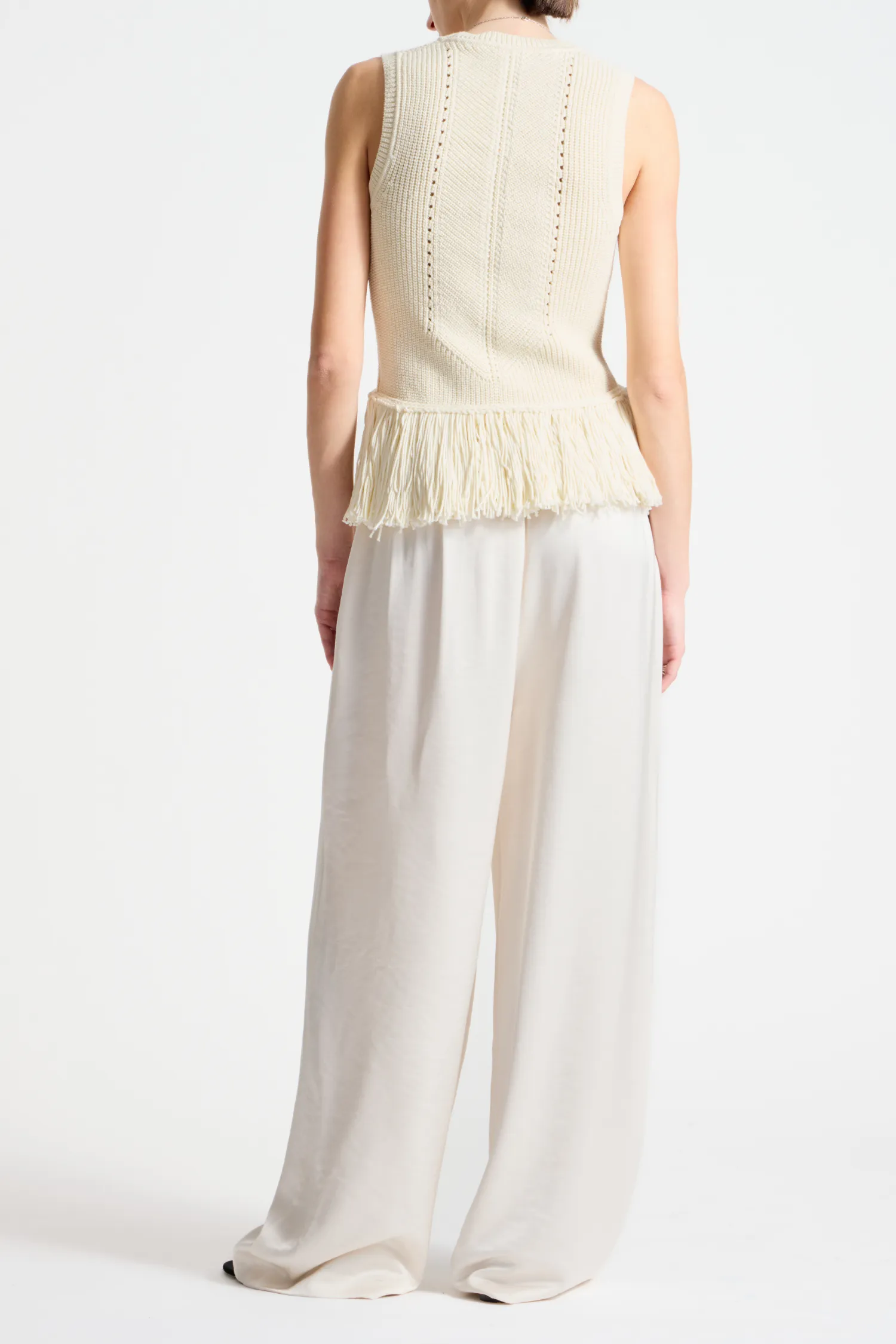 Collins Fringe Knit Blouse, Ivory sold by Saint Art product image thumbnail 3
