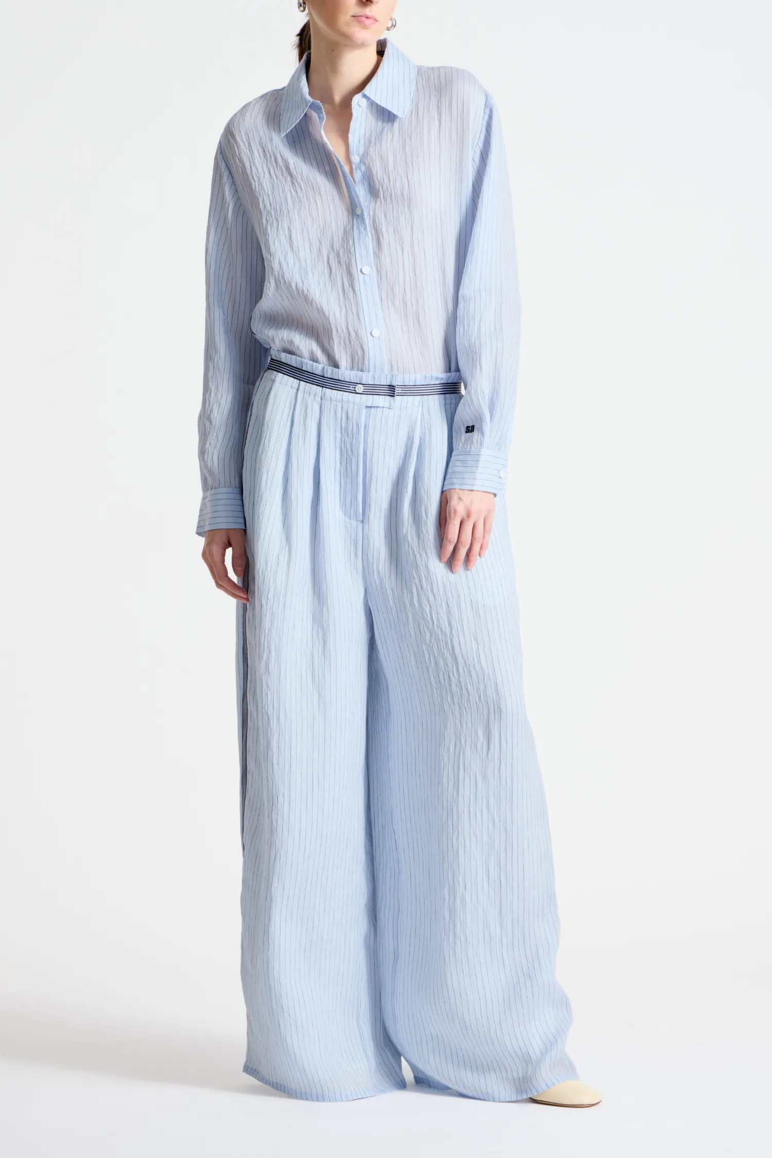 Lanette Pinstripe Blouse, Sky Blue sold by Saint Art product image thumbnail 4