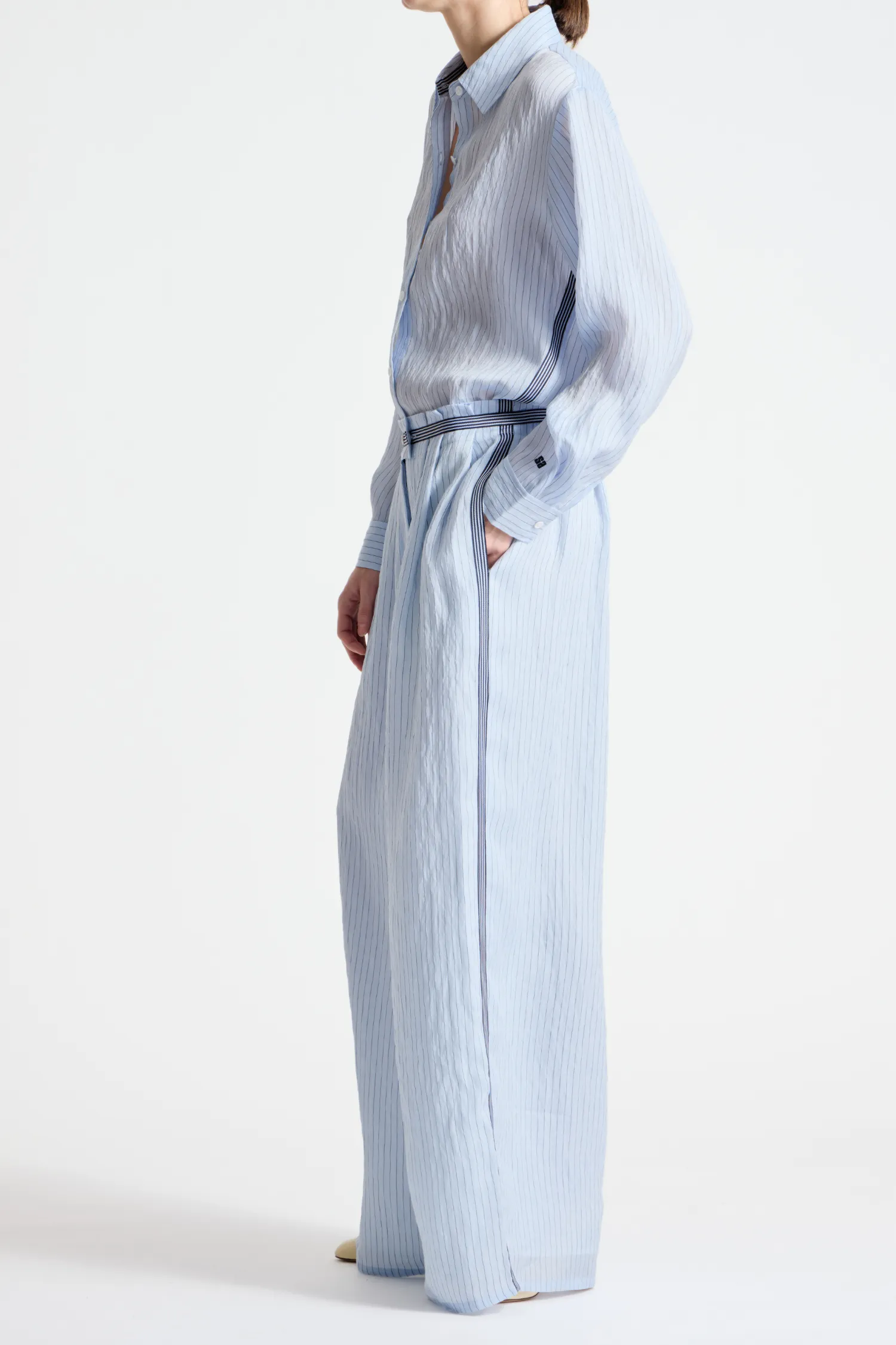 Lanette Pinstripe Blouse, Sky Blue sold by Saint Art product image thumbnail 3