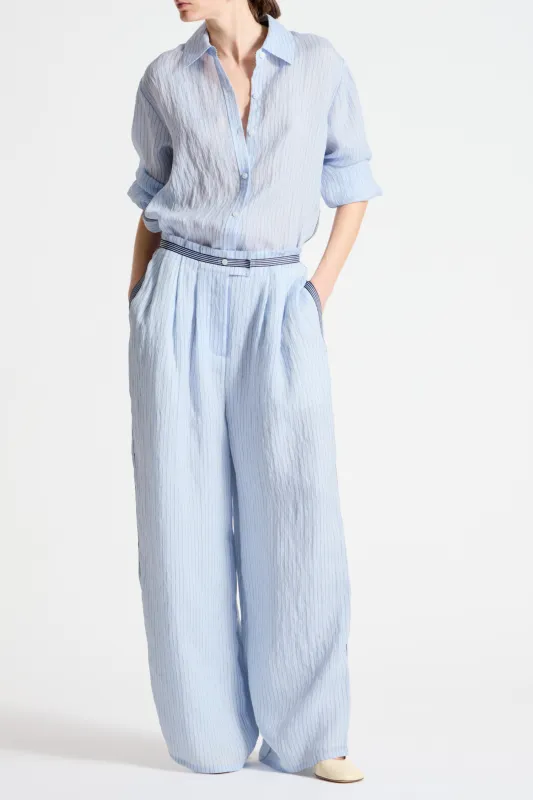 Lanette Pinstripe Blouse, Sky Blue made by Saint Art