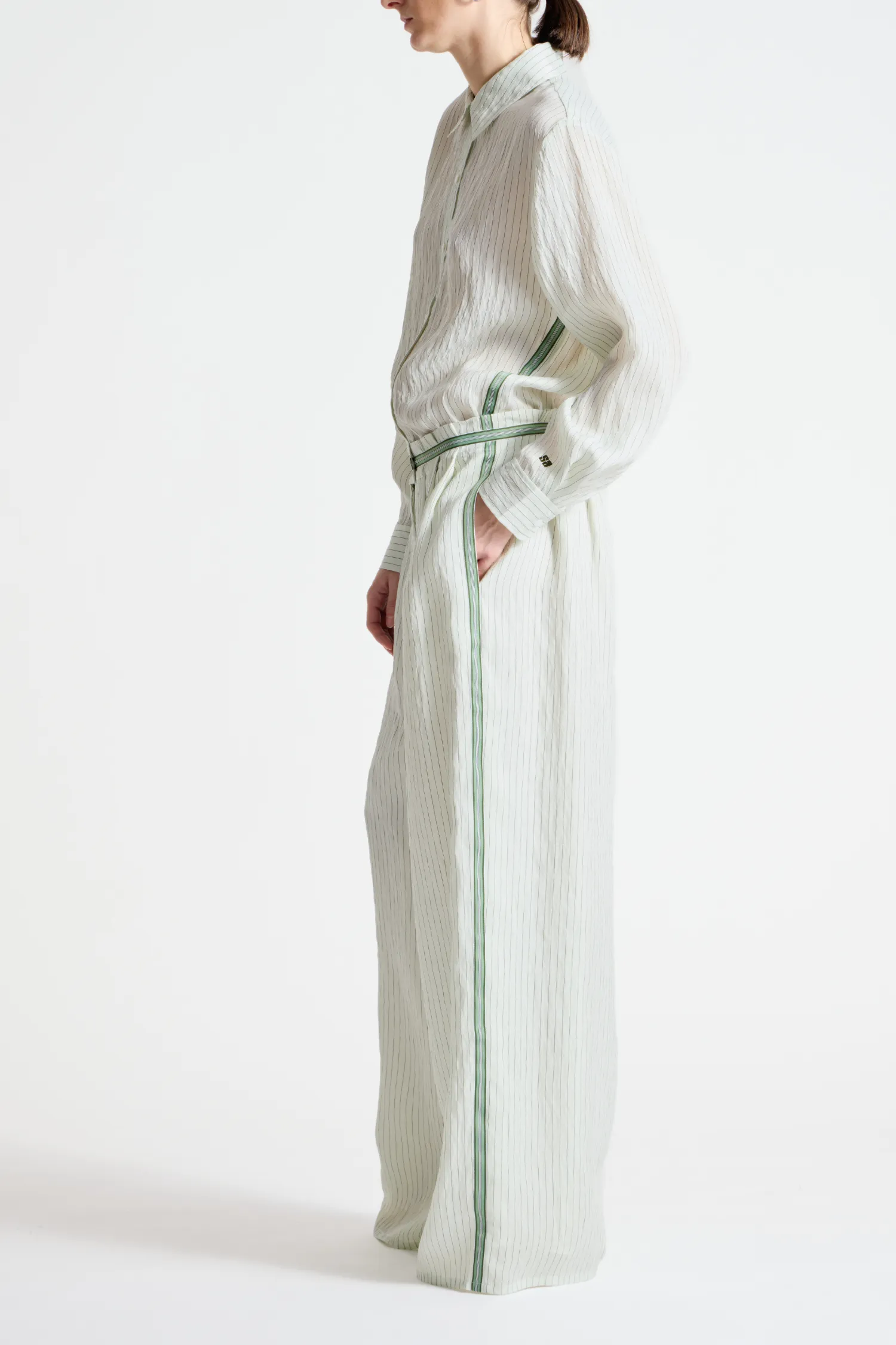 Lanette Pinstripe Blouse, Mint sold by Saint Art product image thumbnail 3