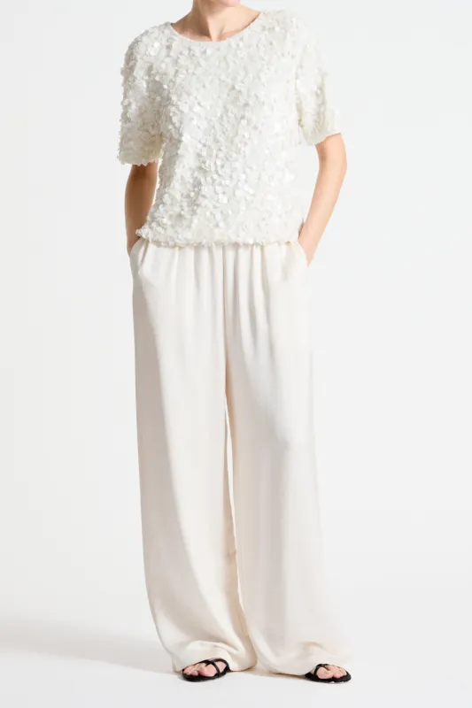 Milo Sequin Blouse, Pale Pearl made by Saint Art