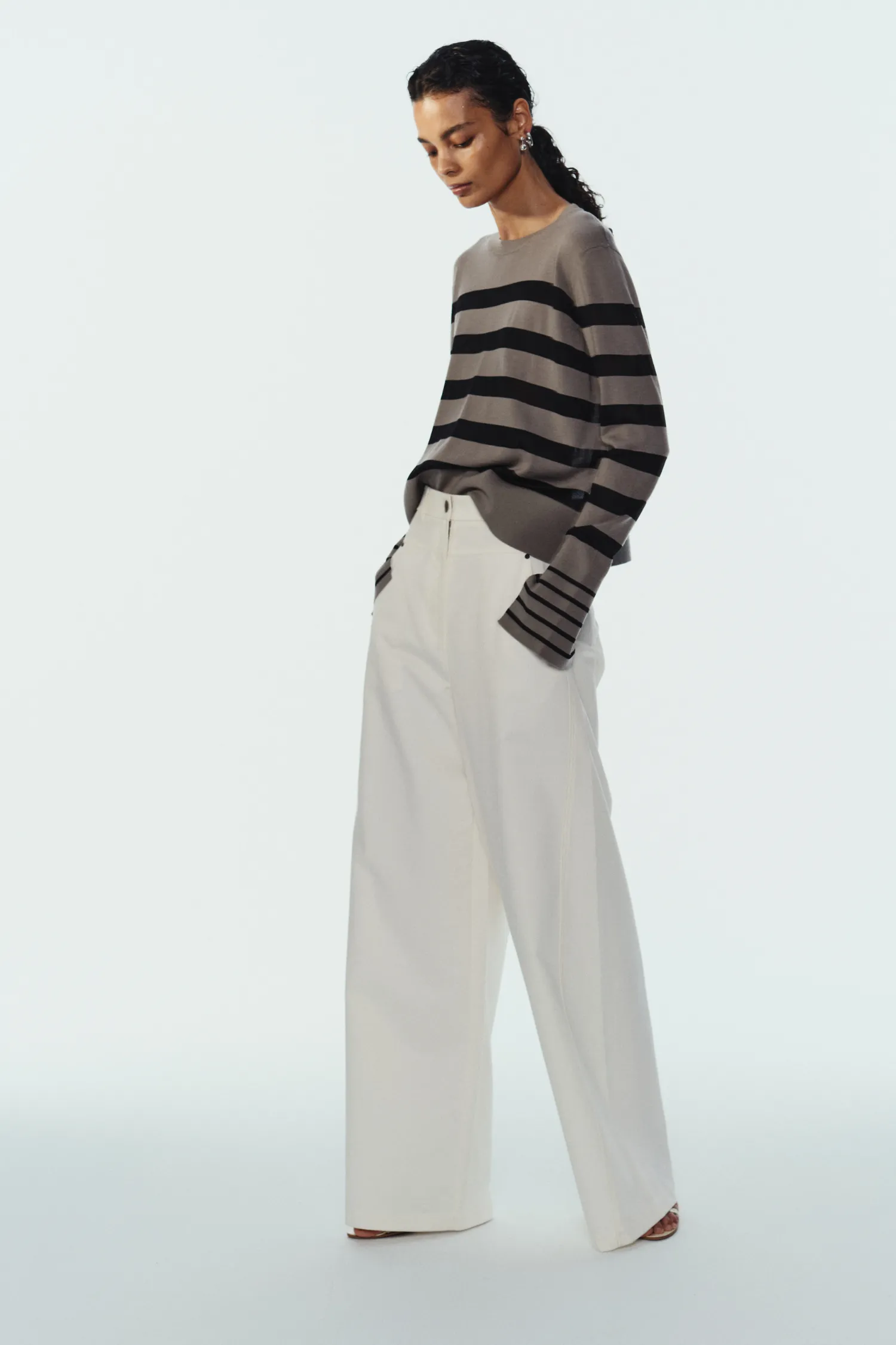 Odette Striped Knit Sweater, Sage/Black sold by Saint Art product image thumbnail 4