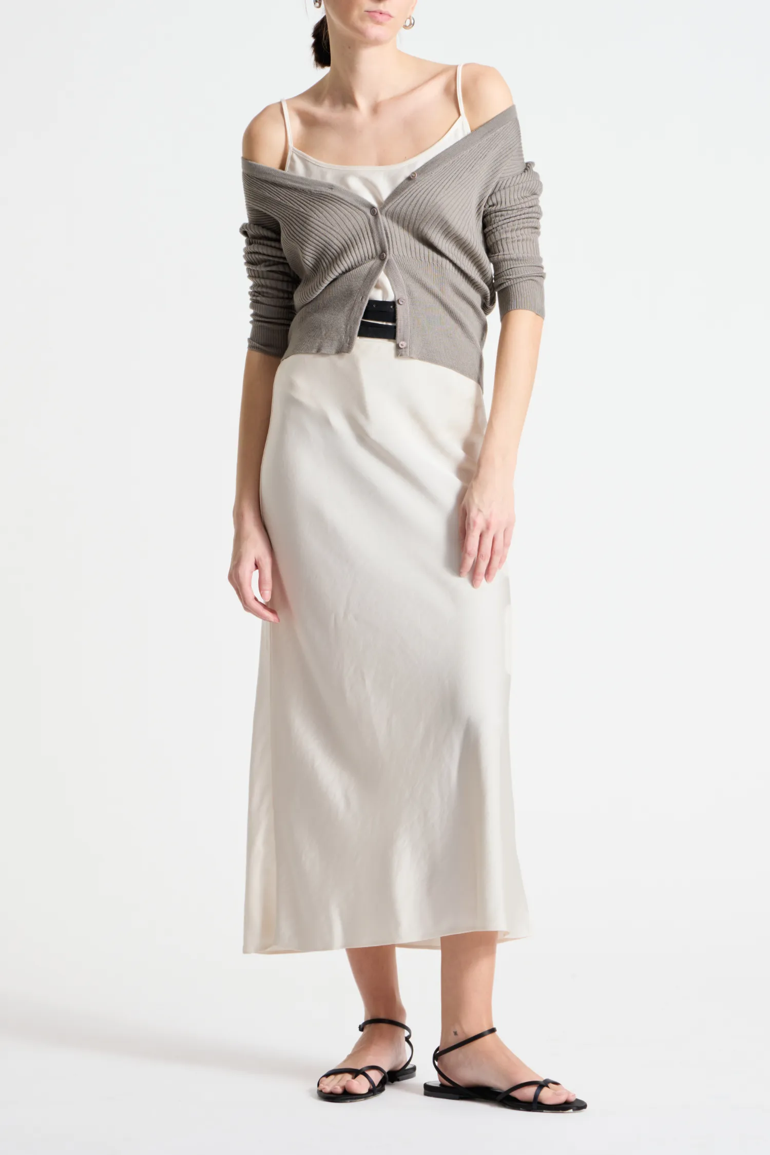 Braylon Rib Cardigan Sweater, Sage sold by Saint Art