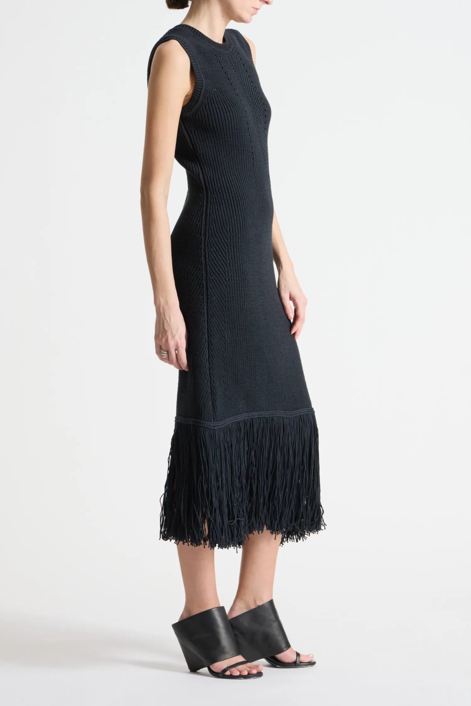 Jovie Fringe Knit Dress, Black sold by Saint Art product image thumbnail 2