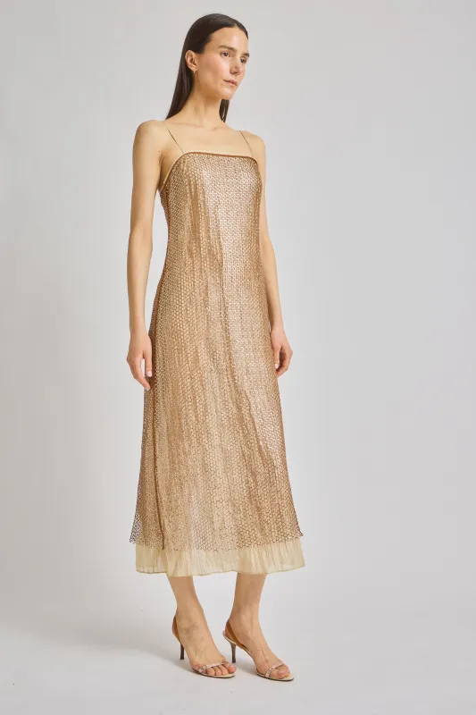 Orleans Mesh Sequin Dress, Pecan made by Saint Art