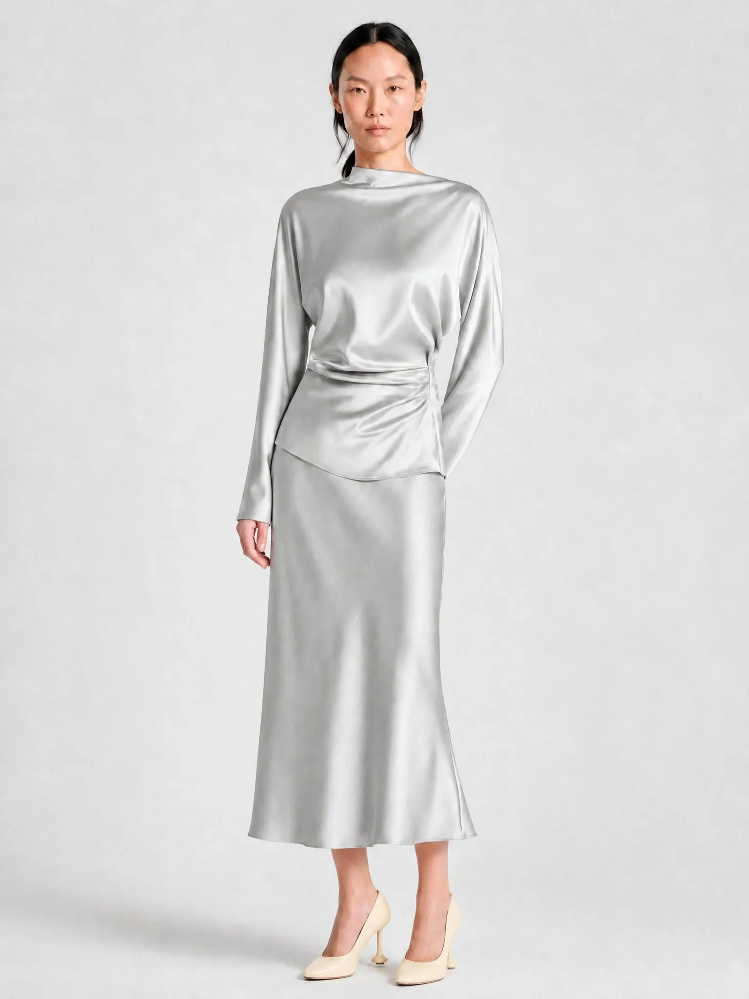 Talia Charmeuse Maxi Skirt, Paloma sold by Saint Art
