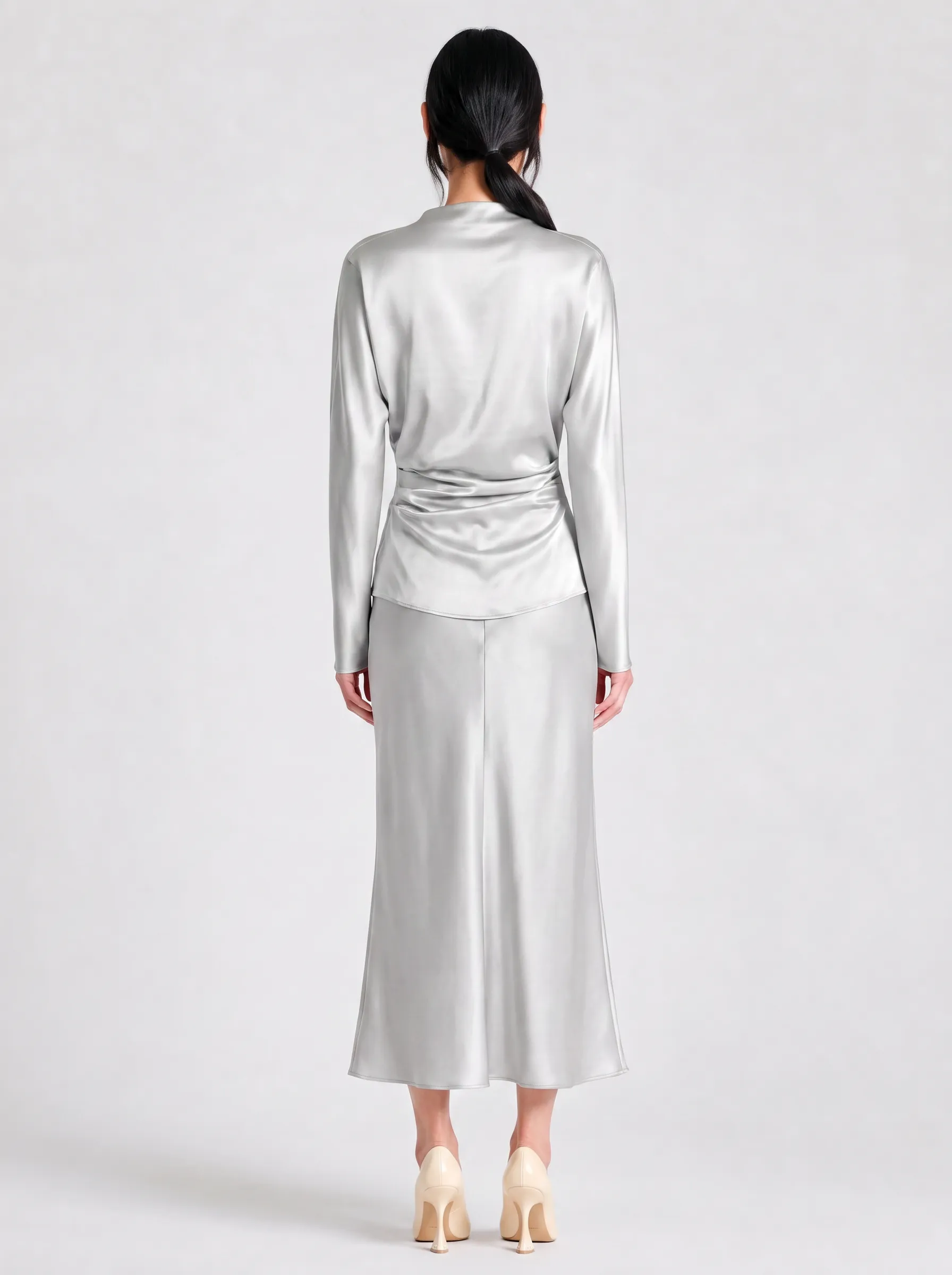 Talia Charmeuse Maxi Skirt, Paloma sold by Saint Art product image thumbnail 3