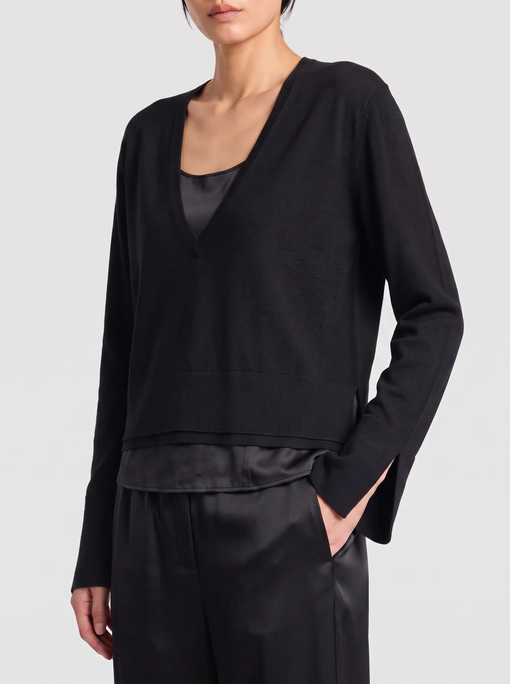 Jade Merino V-neck Sweater sold by Saint Art product image thumbnail 2
