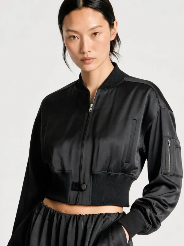 Hugh Charmeuse Bomber Jacket made by Saint Art