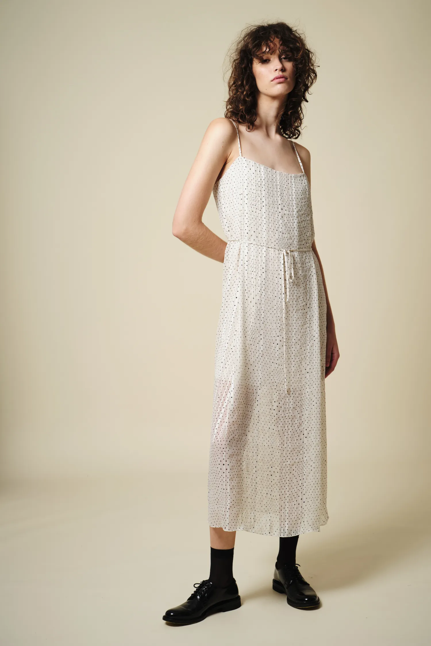 Marlowe Polka Dot Maxi Dress, White/Black sold by Saint Art