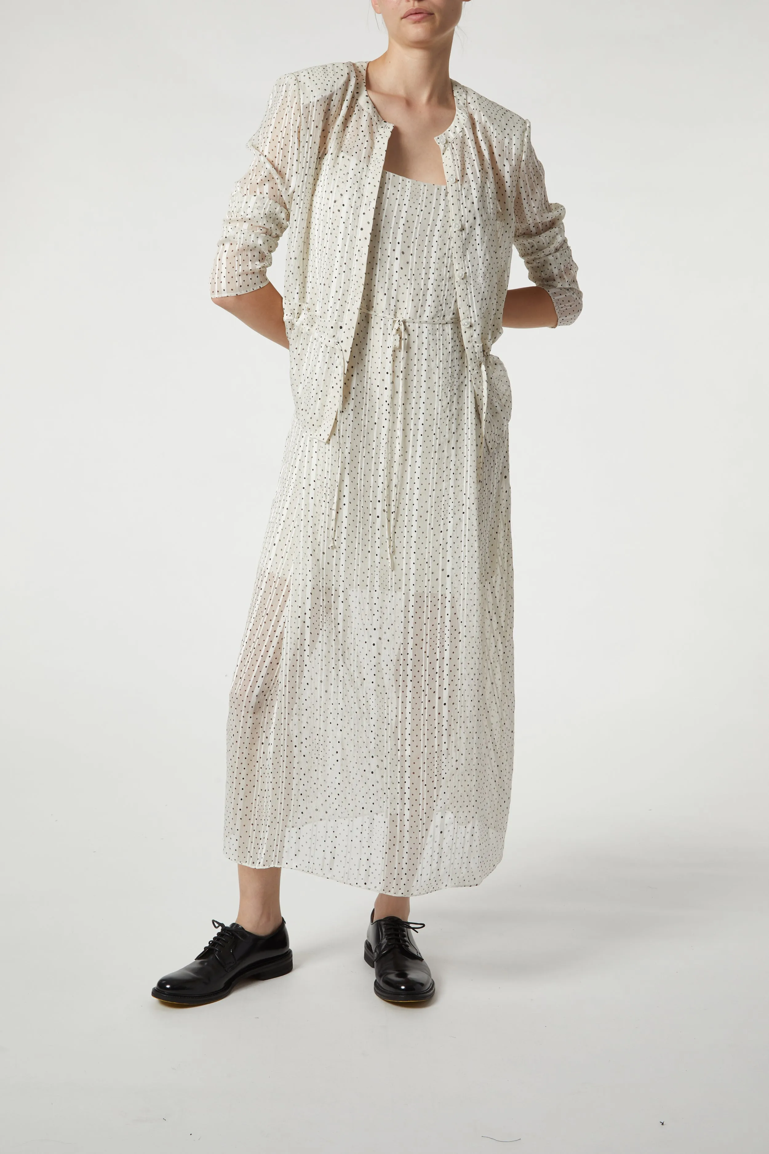 Marlowe Polka Dot Maxi Dress, White/Black sold by Saint Art product image thumbnail 2