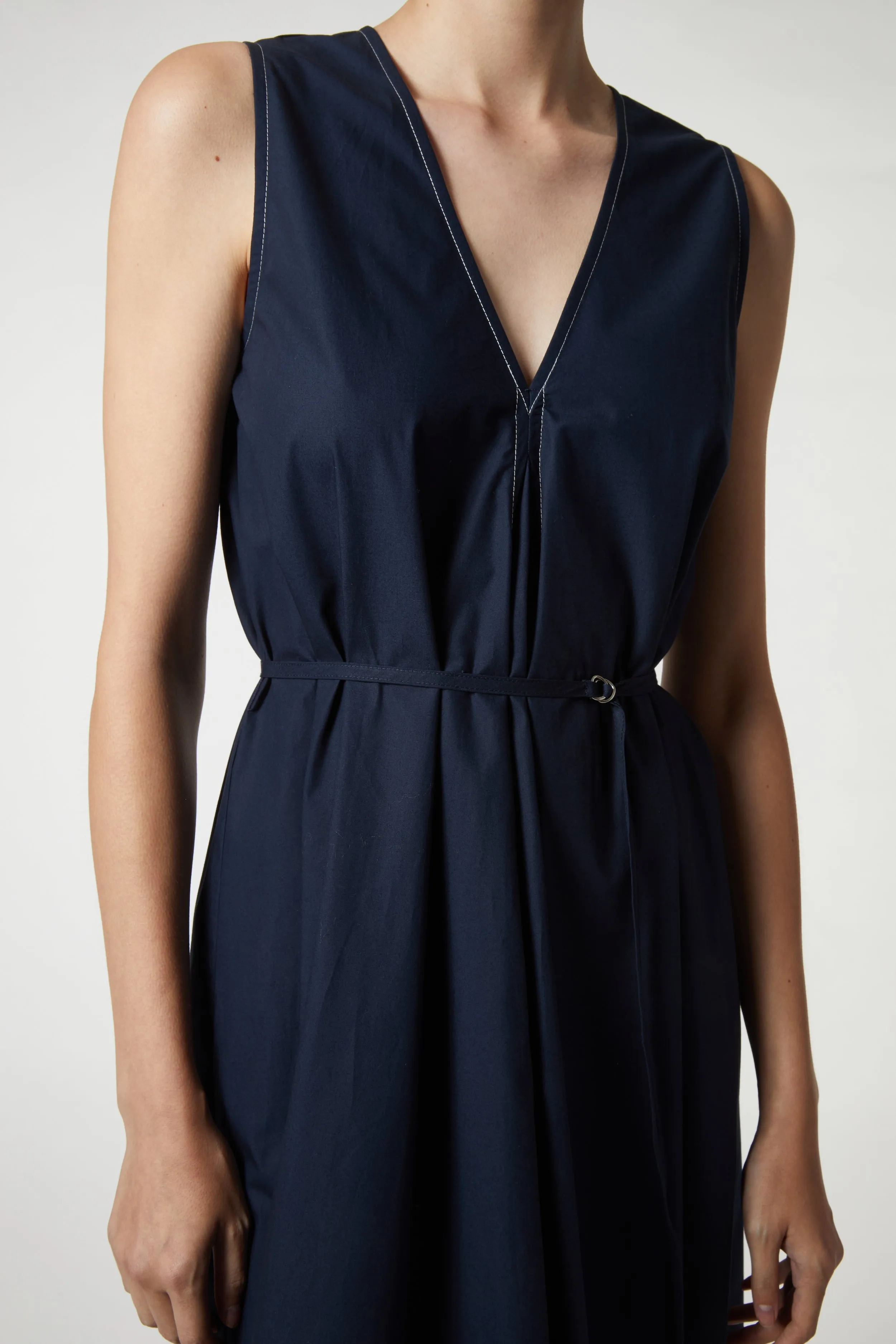 Dakota V-Neck Poplin Dress, Navy sold by Saint Art product image thumbnail 3