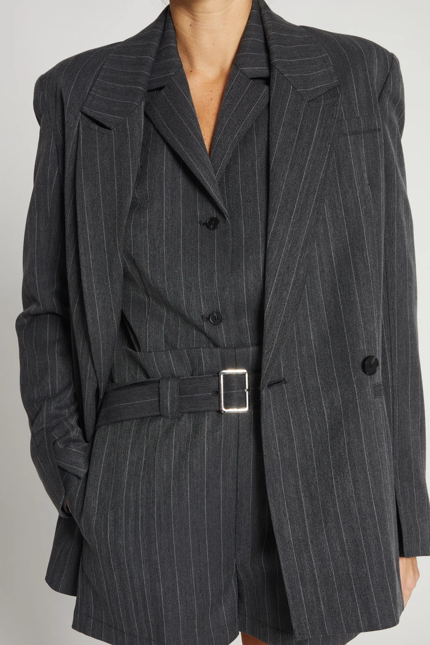 Oxford Pinstripe Blazer, Grey sold by Saint Art product image thumbnail 5