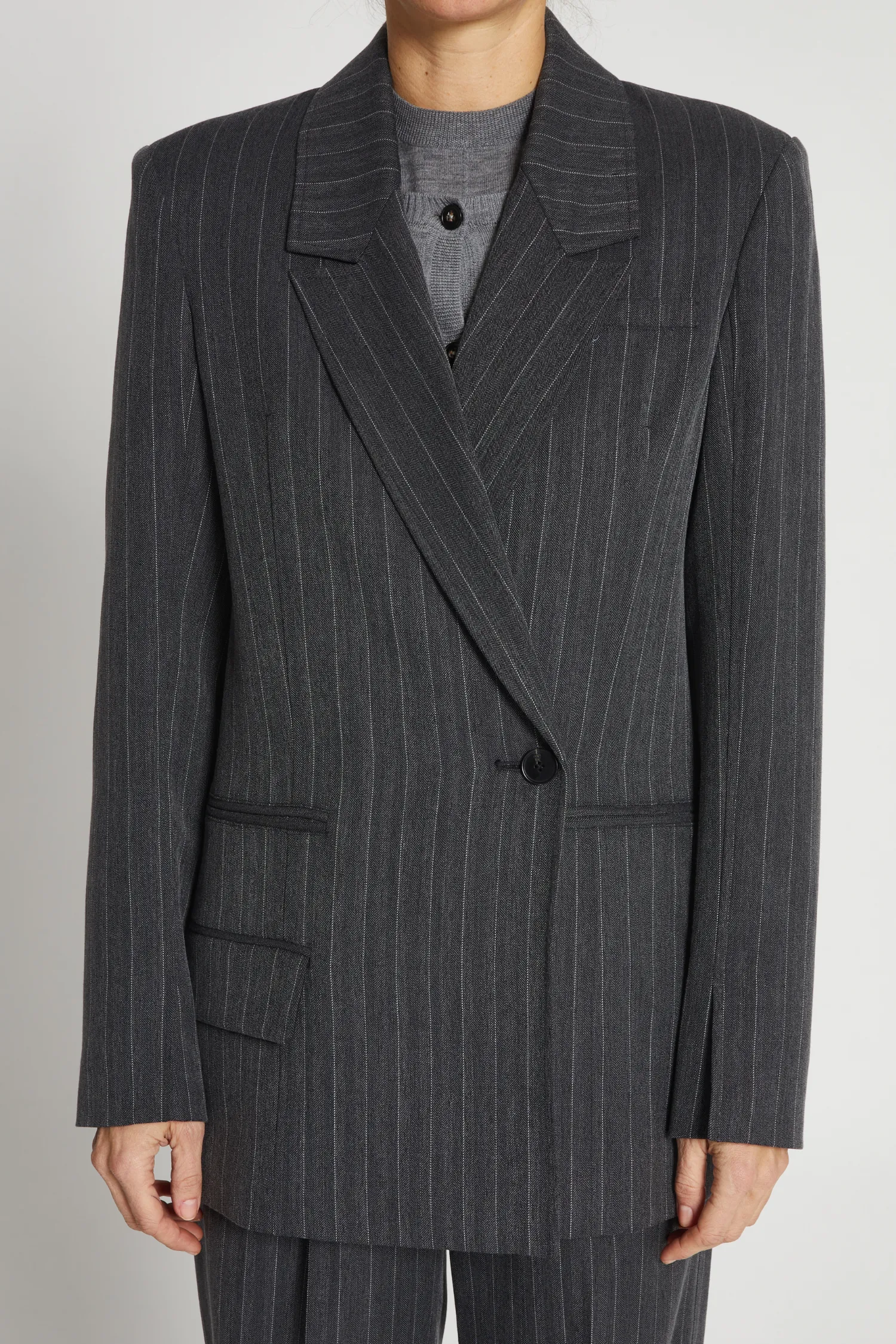 Oxford Pinstripe Blazer, Grey sold by Saint Art product image thumbnail 4