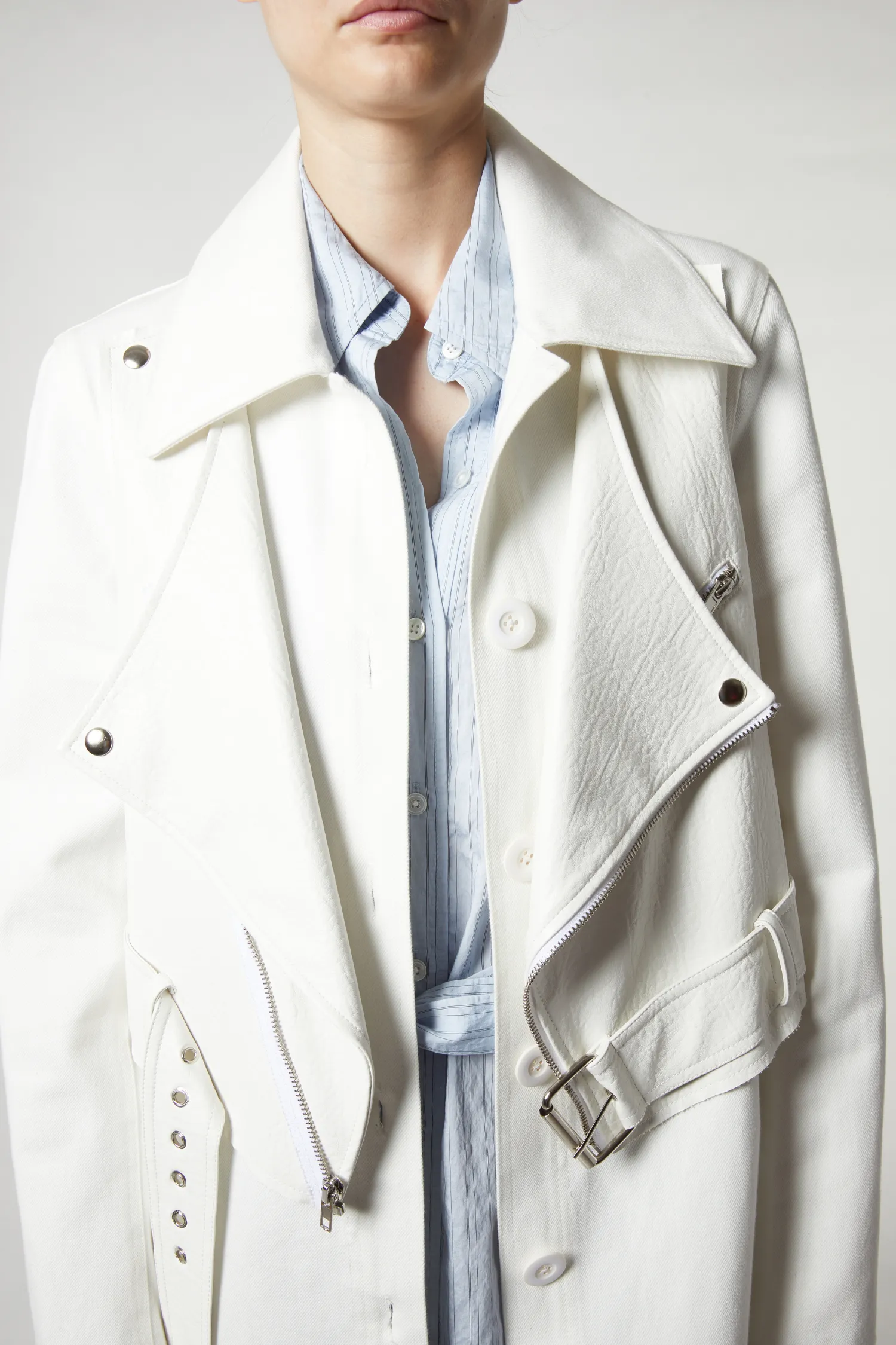 Parker Crinkle Leather Moto Jacket, White sold by Saint Art product image thumbnail 3