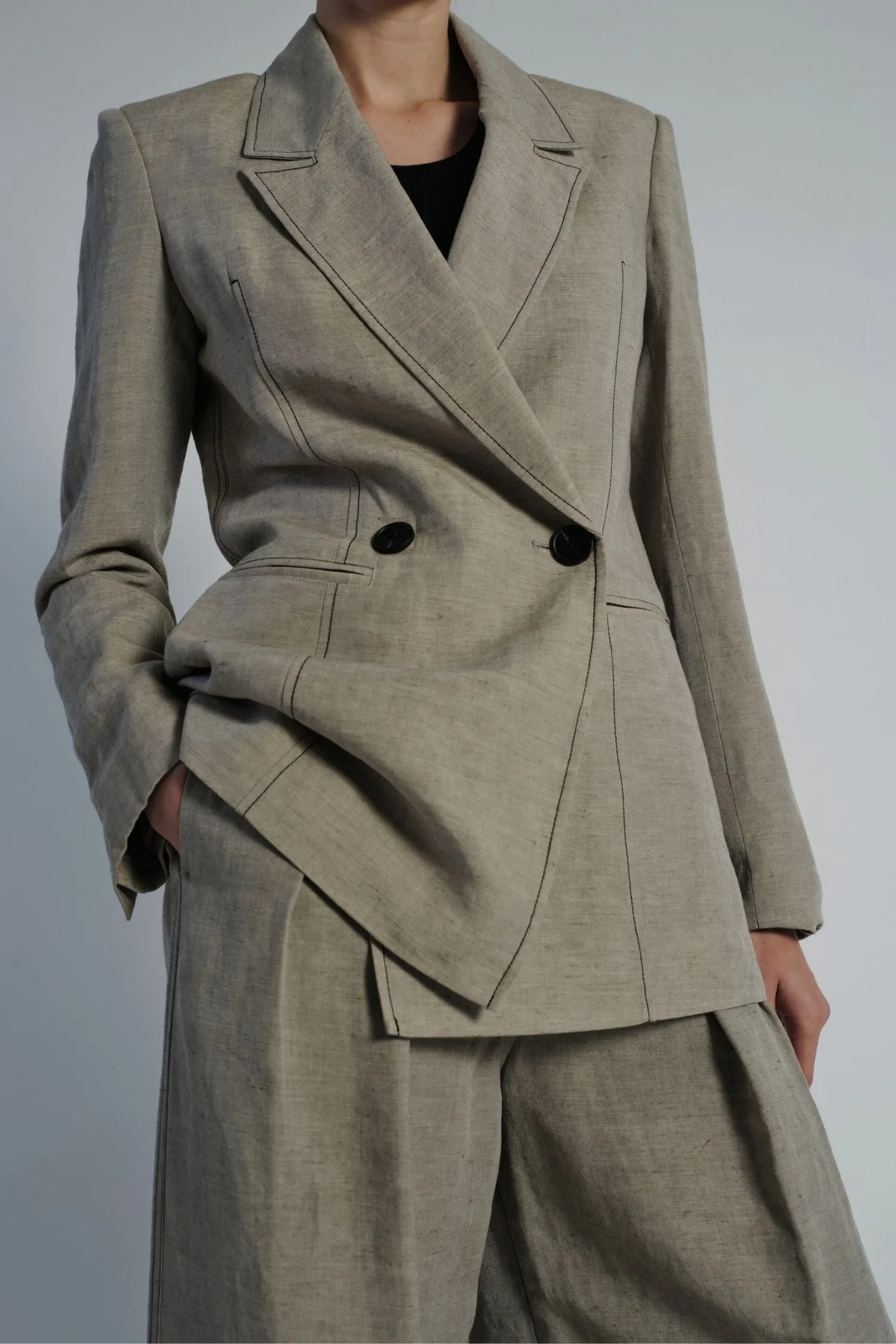 Kara Jacket, Grey Linen sold by Saint Art product image thumbnail 3