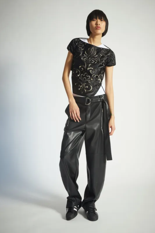 Rosalie Cut-Out Blouse, Black Lace sold by Saint Art