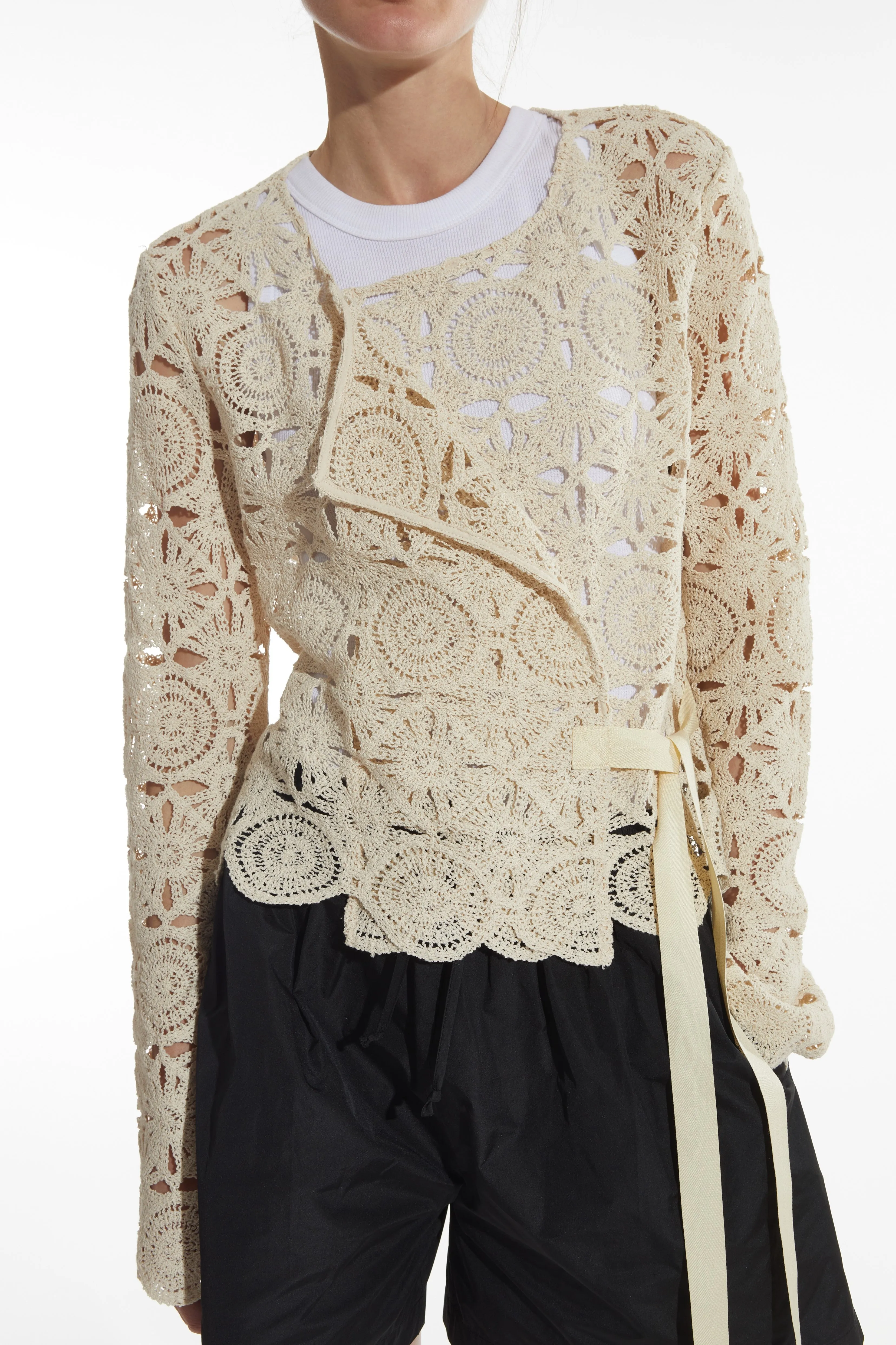 Mila Crochet Tie Jacket, Cream sold by Saint Art product image thumbnail 2