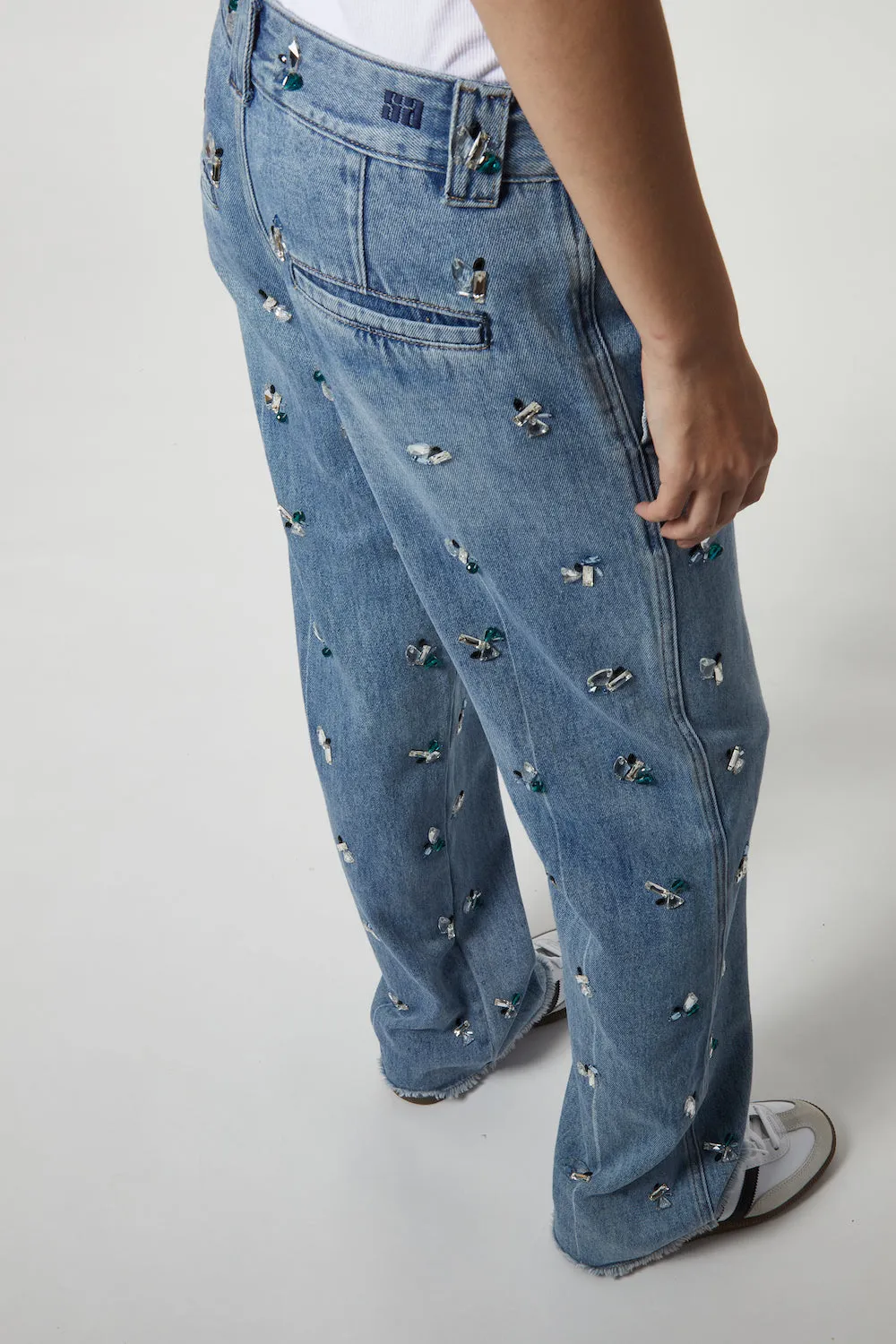 Nessa Embellished Denim Pant, Light Wash sold by Saint Art product image thumbnail 5