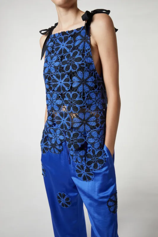 Ruby Crochet Tie Top, French Blue sold by Saint Art