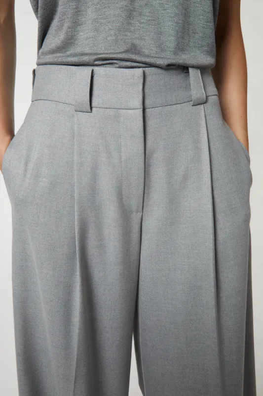 Tiffany Mid-Waisted Wideleg Trouser, Light Grey sold by Saint Art