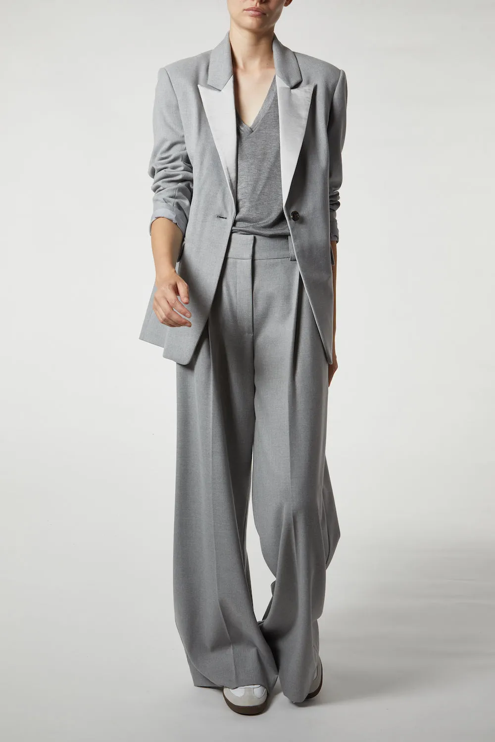Tiffany Mid-Waisted Wideleg Trouser, Light Grey sold by Saint Art product image thumbnail 5